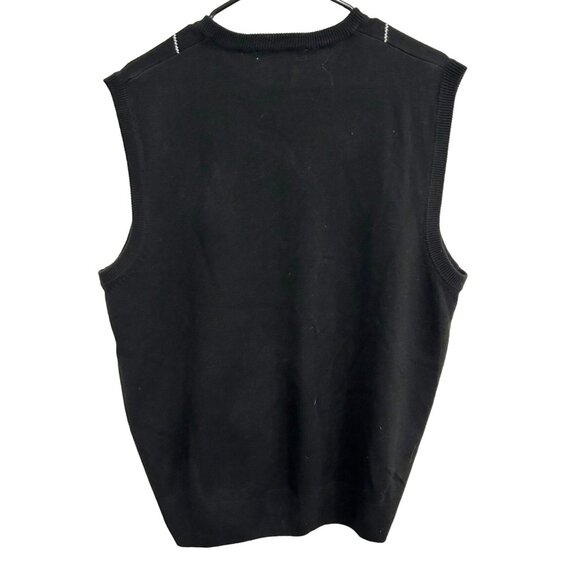 Geoffrey Beene Mens Argyle V Neck Sweater Vest Black Gray Size Large - Picture 2 of 8